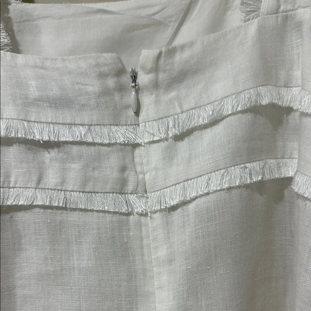 J. Crew White Ruffled Strap Linen Tank with back zipper